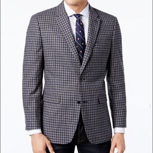 Men's Slim-Fit Gray/Blue Check Sport Coat 38R